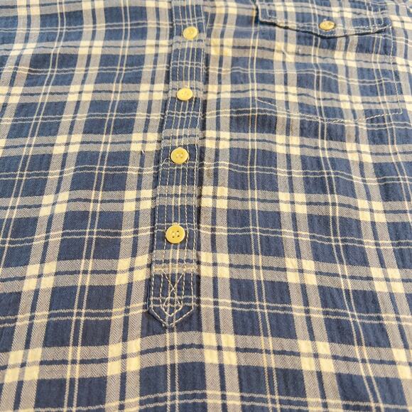 J. Crew Flannel Button Shirt Woman M Blue White Check Secure Pocket Snuggle Cozy - Picture 4 of 10